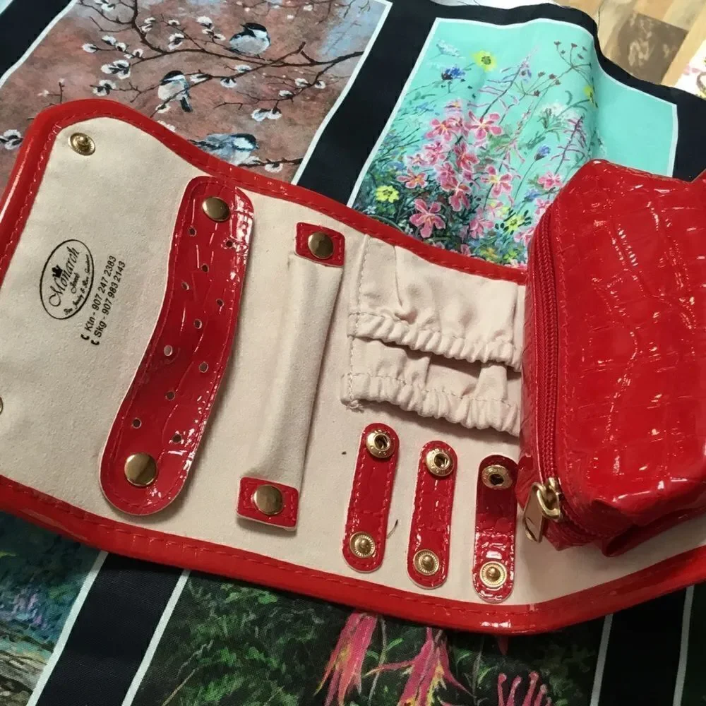 NWOT. Jewelry Travel Pouch in Red Vinyl